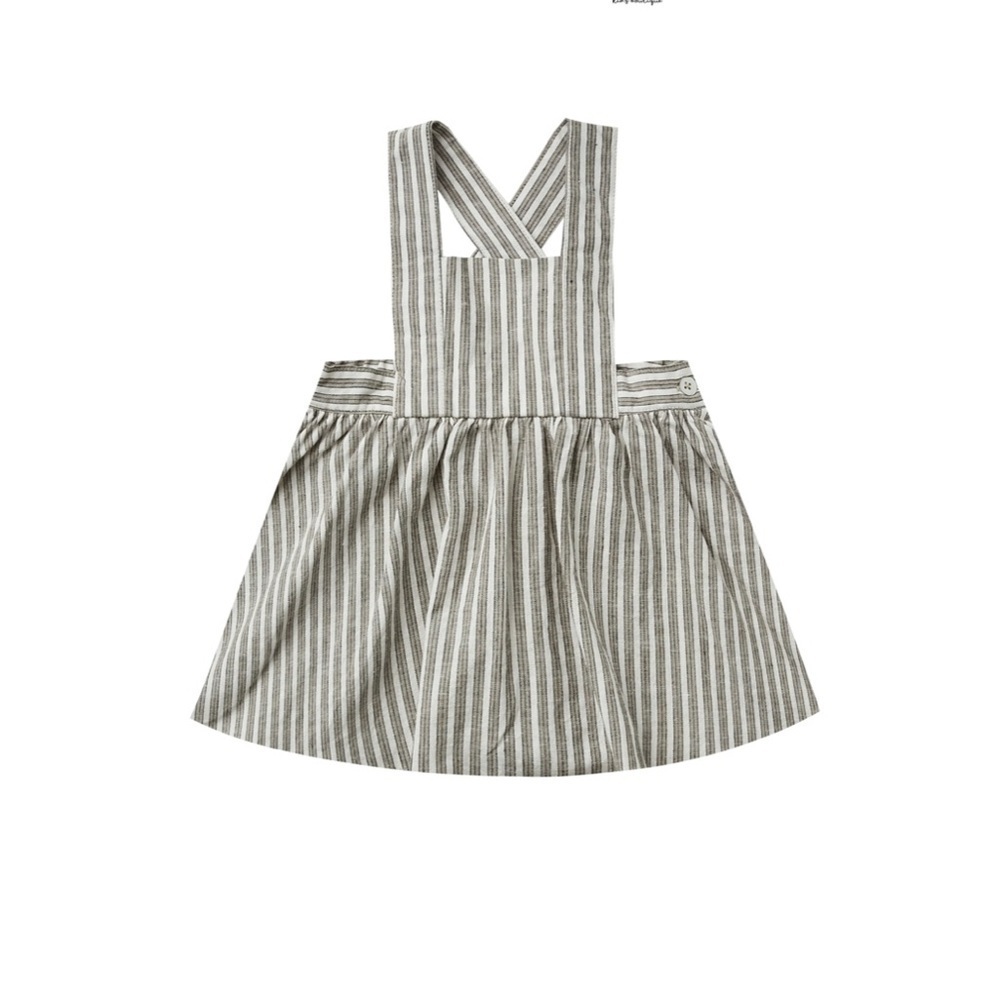 Rylee + Cru Striped Kids Dress in Gray and White